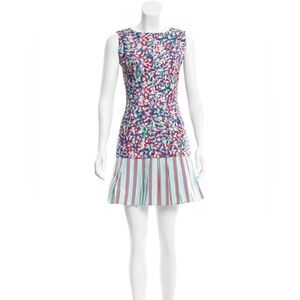 SUNO Multicolor Floral and Striped Mini Dress